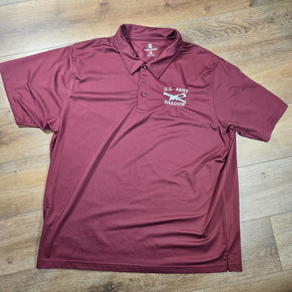 RQ7 Shadow UAV Drone Polo Shirt Mens 3XL Red Army Military Aviation Logo